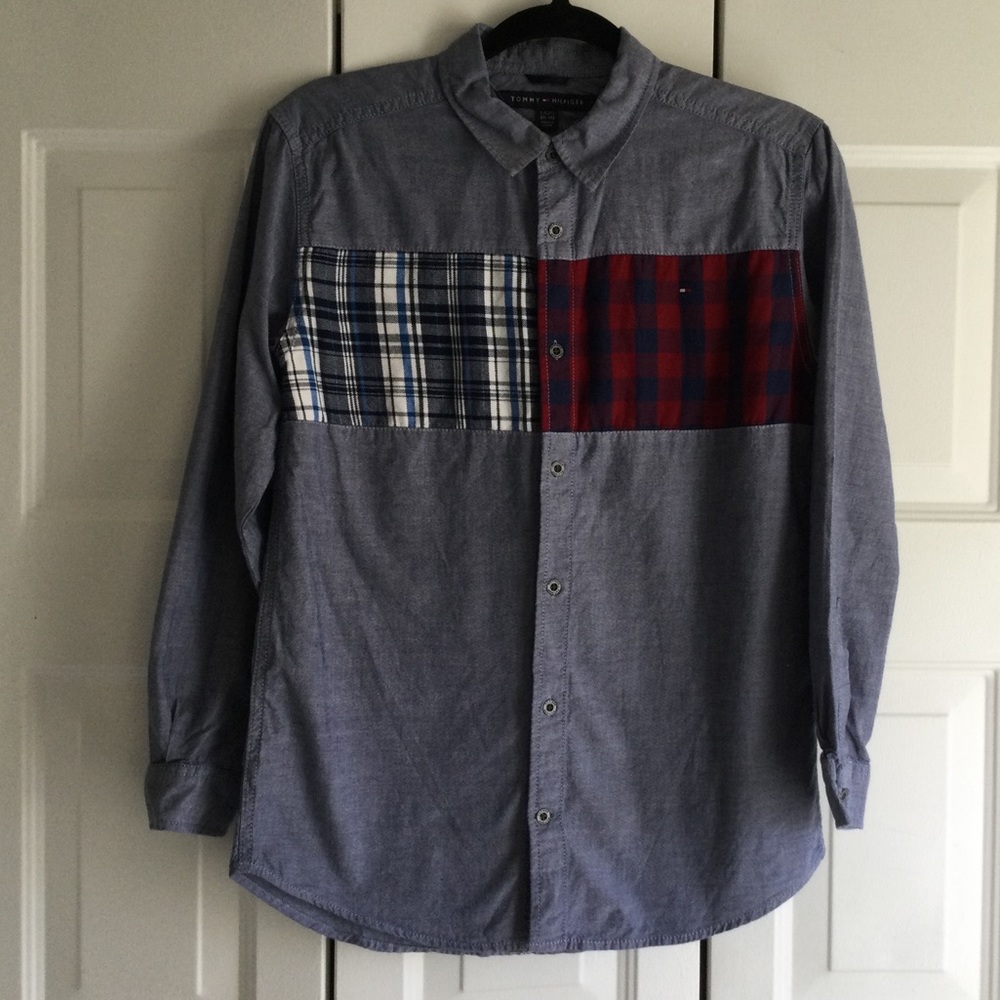 Tommy Hilfiger Chambray and Plaid shirt:: L 16/18